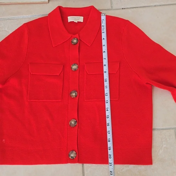 SÉZANE Betty Coral Red Merino Wool Knit Cardigan Jacket Size Medium New - Picture 10 of 11